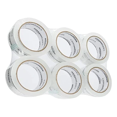 Immagine di Amazon Basics Nastro da imballaggio, Larghezza standard: 4,7 cm W x 49,9 m, confezione 6, super trasparente