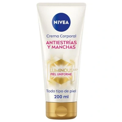Immagine di Nivea Luminous 630 crema corpo anti striature e macchie (1 x 200 ml), smagliature per un tono uniforme della pelle, idratante il con 48 ore di idratazione.