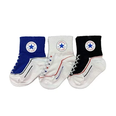 Immagine di Converse Chuck Infant Quarter 3 PACK Unisex Calze per bambini, Taglia: 15, blue