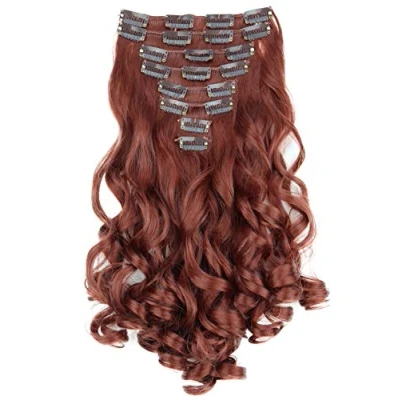 Immagine di CAISHA XXL Set Da 8 Parti Clip In Extensions Extension Per Capelli Parrucchino Voluminosamente Ondulato Marrone Rossastro CES114 1