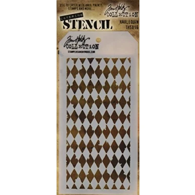 Immagine di Stampers Anonymous Tim Holtz Stencil a Forma di arlecchino, Bianco, 4.125&quot;X8.5&quot;