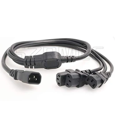 Immagine di SZRMCC UPS PDU Server Cavo di Alimentazione Y Splitter IEC320 C14 Maschio a 2 x C13 Femmina 10A 250V Prolunga (1m)