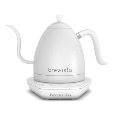 Immagine di Brewista Artisan White/White Bollitore beccuccio a collo di cigno Controllo della temperatura Slow Coffee Barista 1,0 l (bollitore, bianco)