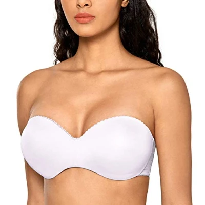 Immagine di DOBREVA Donna Reggiseno Push up con Spalline Rimovibili Invisibile Ferretto Bianco 3C