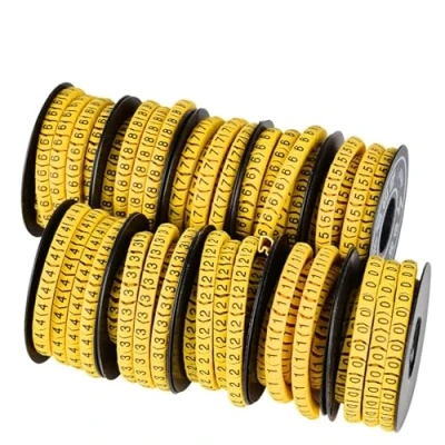 Immagine di LXHZSY Segnacavi 10 Rotoli Etichette for Cavi Numero Tubo EC 1/2,5/4/6 Quadrato da 0 a 9 Etichetta Filo Rete Linea Manicotto Concavo Antiscivolo Isolamento in PVC(2.5 Square)