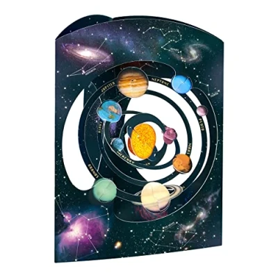 Immagine di SANTORO Swing Card, biglietto d&#039;auguri pop up 3D Sistema solare per bambini, lui, lei, compleanno (marronegrigiobluverde)