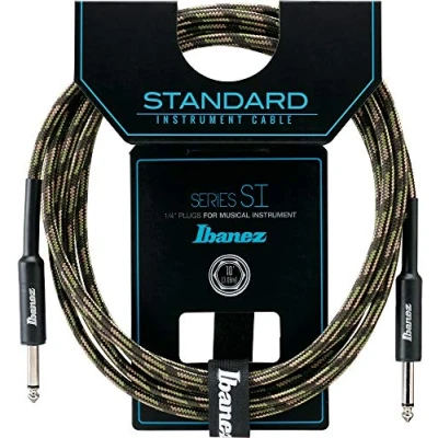 Immagine di Ibanez si10 cgr 3 m 2 connettori dritti Standard cavo strumento in tessuto, colore: verde militare