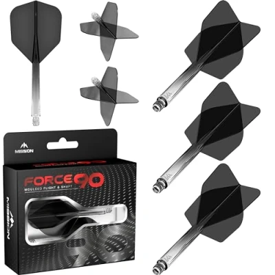 Immagine di Mission Darts Force 90 Freccette con sistema integrato di precisione e asta, confezione da 3 alette steli combinati professionali altamente durevoli Standard No.6