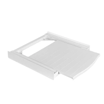 Immagine di Xavax, telaio intermedio con ripiano estraibile in plastica (telaio di collegamento per lavatrice e asciugatrice, kit cesto della biancheria, cinghia), bianco