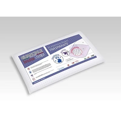 Immagine di V.I.P. VERY IMPORTANT PILLOW Cuscino Saponetta Foratura Passante Memory Foam con Trattamento Lavanda Guanciale 42 x 72 11, Made in Italy, Bianco, C.854492