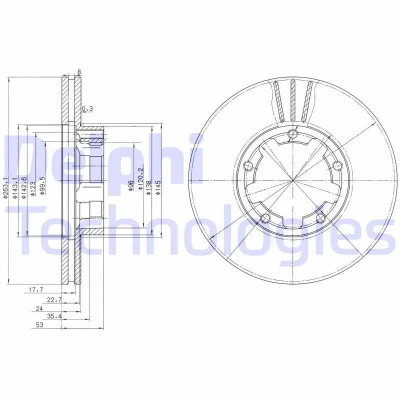 Immagine di DELPHI BG3245 Disco freno 263 24 5 ventilato Oleato non trattato senza cuscinetto ruota, anello sensore ABS