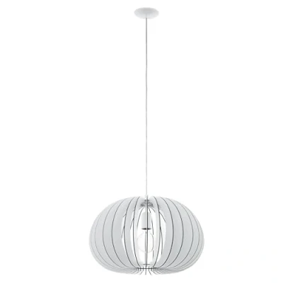 Immagine di EGLO lampada a sospensione in legno Cossano, 1 luce e, e acciaio, colore: bianco, attacco: E27, Ø: 45 cm