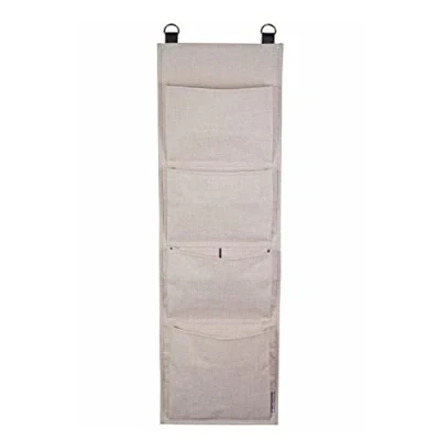 Immagine di Bigso Box of Sweden Scaffale da appendere alla porta o parete, organizer con 4 scomparti per scarpe, accessori, ecc., scarpiera in poliestere e cartone stile moderno effetto lino