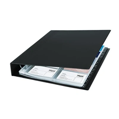 Immagine di Sigel VZ301 Raccoglitore ad anelli per biglietti da visita 400 Schede (L x A P) 270 325 53 mm Nero (opaco) Plastica