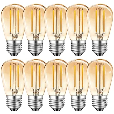 Immagine di MZYOYO S14 Lampadina LED Edison 2W Vintage,E27 150lm Equivalenti a Lampadine Alogene da 15W,2700K Luce Bianca Calda, Angolo di Diffusione 360,Non Dimmerabile,Ambra,Pacco 10 Pezzi