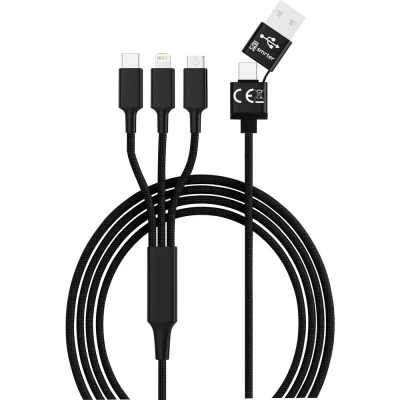 Immagine di Smrter Cavo di ricarica USB 2.0 Spina A, C®, Connettore Apple Lightning, Micro B 1.20 m Nero SMRTER_HYDRA_ULT_BK