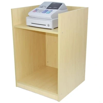 Immagine di Bancone Cassa Acero TB60 Mobile da Negozio in MDF Melaminico, 2 Ripiani Interni, Piano Recessato, Struttura Compatta 60x90x60cm per Reception, Punto Vendita o