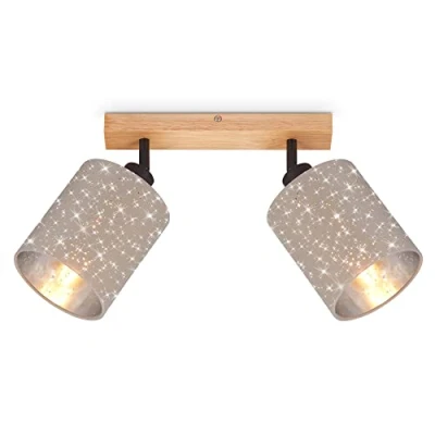 Immagine di Briloner Faretto da Soffitto, Design a Stella, Plafoniera, Girevole e Orientabile, 2 x E27, Max 25 Watt Ciascuno, Tortora, 285 130 155 mm (Max 259 mm) (LxWxH)