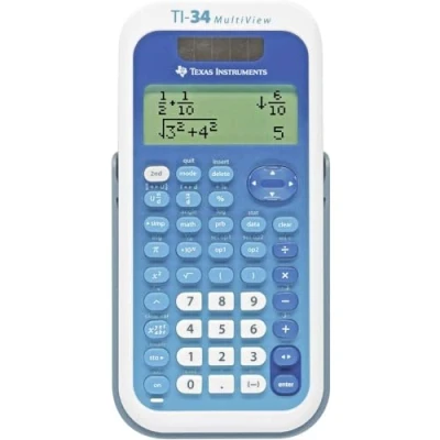 Immagine di Texas Instruments TI 34 MULTIVIEW Calcolatrice per la scuola Bianco, Blu Display (cifre): 16 A energia solare, batteria (L x P) 80 19 158 mm