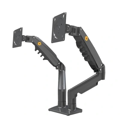 Immagine di Ergosolid Supporto da scrivania per 2 Monitor PC LCD LED 17&quot; 27&quot; Regolazione in più Assi, Girevole, Molla a Gas Fino x 9 kg