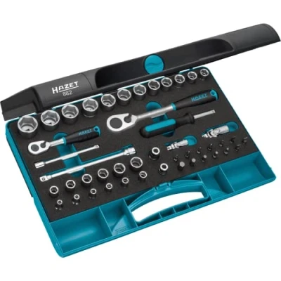 Immagine di Kit di chiavi a bussola metrico 1/4 (6.3 mm), 3/8 (10 mm) 46 parti Hazet 882