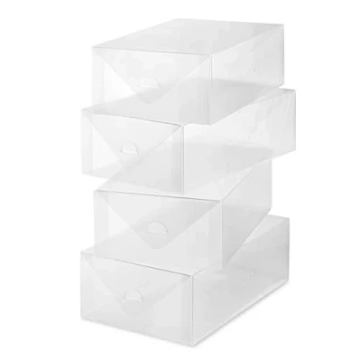Immagine di Whitmor Clear Vue set di 4 scatole per scarpe da donna, colore bianco,