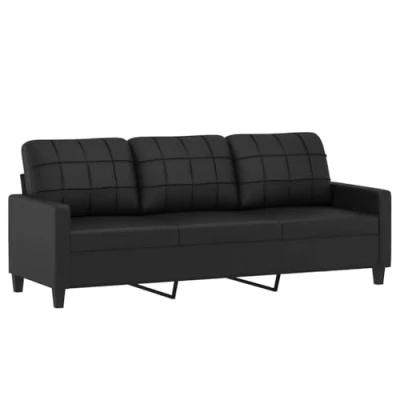 Immagine di vidaXL Divano a 3 Posti Nero 180 cm in Similpelle
