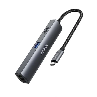 Immagine di Anker adattatore hub, USB C 5 in 1 con 4K a HDMI, porta Ethernet, 3 porte 3.0, per MacBook Pro, iPad XPS, Pixelbook e altro ancora