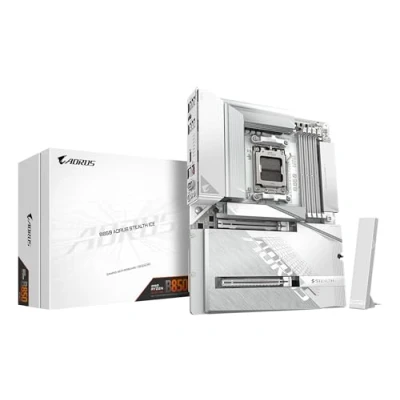 Immagine di GIGABYTE B850 AORUS STEALTH ICE Scheda Madre CPU AMD Ryzen serie 9000, VRM digitale a 14+2+2 fasi, fino 8200 MHz DDR5 (OC), 2 x M.2 PCIe 5.0 + 4.0, Wi Fi 7, LAN 5 GbE, USB 3.2 Gen