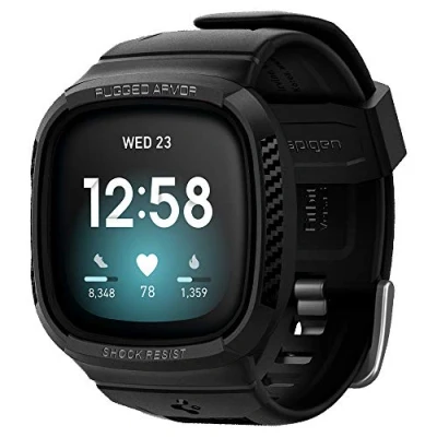 Immagine di Spigen Rugged Armor PRO Compatibile con Fitbit Versa 3 Custodia/Compatibile Sense Custodia Nero