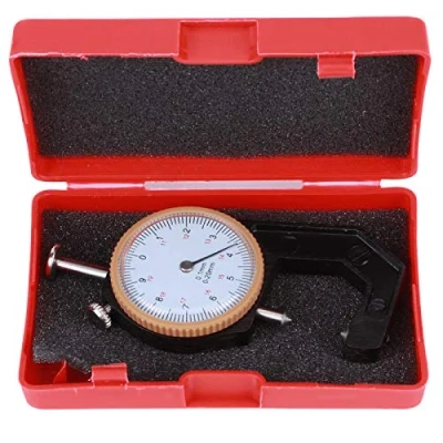 Immagine di Spessimetro 0 20 mm, Testa a punta/piatta Quadrante rotondo Strumento misurazione della precisione punta piatta per misurare lo spessore del muro/Acciaio/Carta/Gioielli/Pelle(Pointed Head)