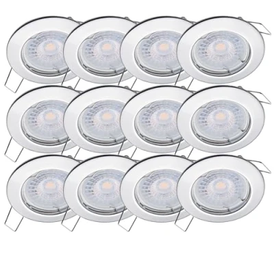 Immagine di Oktaplex lighting Sedan Set di 12 faretti a incasso LED con modulo da 4,8 W 4000K 230V 380lm bianca neutra 110 Spot cromo, misura del foro 60 70 mm