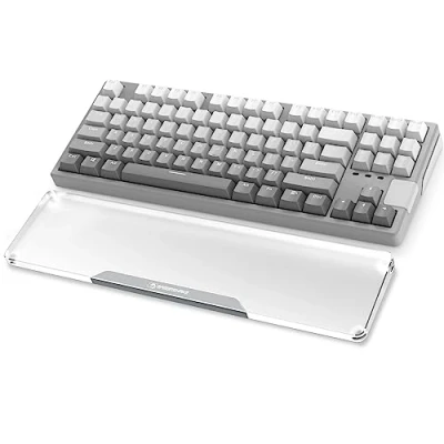 Immagine di MAMBASNAKE Poggiapolsi per TKL 80% Tastiera, Tastiera in Acrylic Premier Acrilico Trasparente Piedi di Gomma Anti slip Keyboard Wrist Rest Office/Game/Typing/Laptop Argento