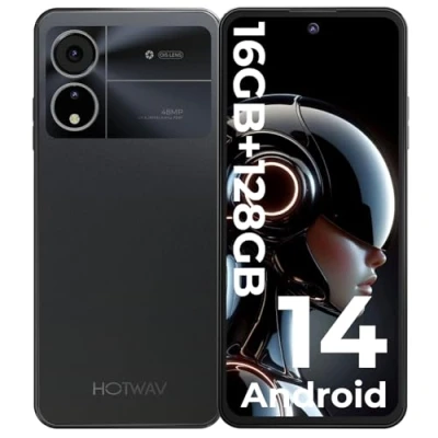 Immagine di HOTWAV Note 12 2024 Smartphone, 6,8&quot; HD+Telefono 16GB RAM + 128GB ROM(TF 1TB), Android 14 Octa Core 48MP+16MP Cellulare, 4G Dual SIM, Face ID, 5160mAh, OTG, GPS Ultra Sottile Telefono Cellulare