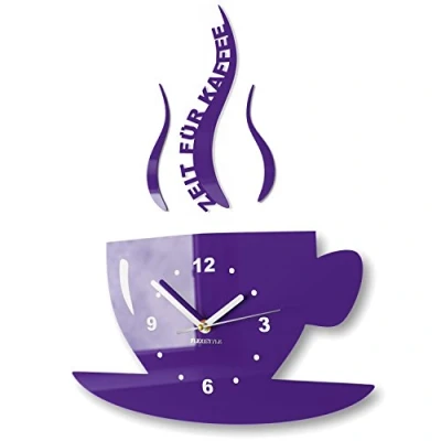 Immagine di FLEXISTYLE Tazze Orologio da Parete per caffè/Cucina, in Stile Moderno, Colore: Viola (Mirtillo Blu)
