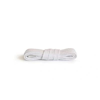 Immagine di Kaps lacci piatti, in cotone 100% durevoli di alta qualità, realizzati Europa, 1 paio, molti colori e lunghezze (120 cm da 6 a 8 paia occhielli / 01 bianco)