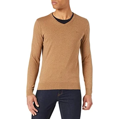 Immagine di TOM TAILOR 202212 Strickpullover V ausschnitt, Maglione Basic Uomo, Marrone (Active Tabacco Melange 26322), 3XL