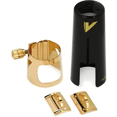 Immagine di Vandoren LC08P Legatura Optimum Dorata e Copribocchino in Plastica per Sassofono Tenore