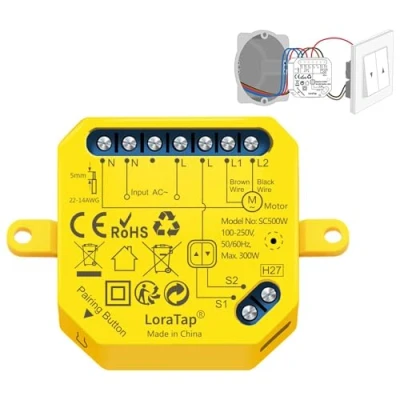 Immagine di LoraTap Interruttore Tapparelle WiFi, Modulo Comando Smart Timer per Elettriche, Controllo Vocale con Alexa, App Life, Relè WiFi Tende 300W