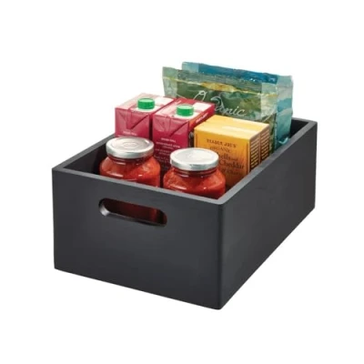Immagine di iDesign x The Home Edit Series, Contenitore grande con maniglie, legno, nero