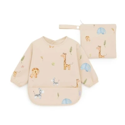 Immagine di J. børn Born Bavaglino a maniche lunghe Impermeabile Tuta per lo svezzamento guidata dal bambino Grembiule da gioco disordinato bambini Accessori neonati dai 6 mesi (Safari)