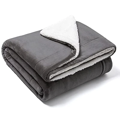 Immagine di FARFALLAROSSA Coperta Singolo/Matrimoniale Pile Sherpa e Flanella Grigio 160x210, Plaid Doppio Strato Letto Matrimoniale, Super Morbida Tiepido o Divano Chiaro