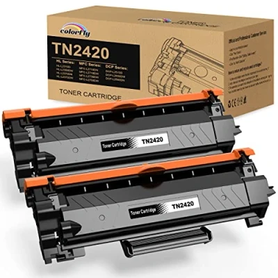 Immagine di colorfly TN2420 TN2410 Cartucce di Toner Compatibili per Brother TN 2420 MFC L2710DW L2710DN L2730DW L2750DW DCP L2510D L2530DW HL L2310D L2350DW L2370DN (2 Nero)