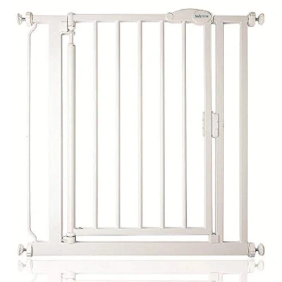 Immagine di Safetots Cancelletto per Scale a Chiusura Automatica Pressione, Stretto, 68.5 cm 75 cm, Bianco, Bambini, Barriera di Sicurezza Bambini