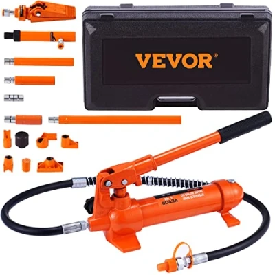 Immagine di VEVOR Kit di Martinetto Idraulico Carico Max. 4 Tonn. Sollevatore Pompa per Riparazione Auto Corsa da 125 mm, Utensili Tipo d&#039;Olio HV15 Cilindro Q235B Anello Tenuta TPU