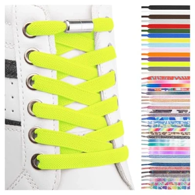 Immagine di SULPO Lacci scarpe elastici con chiusura rapida in metallo senza legatura piatti silicone nodo per adulti e bambini Stringhe elastiche