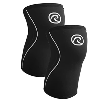 Immagine di Rehband Benda per ginocchio Powersport, fascia Cross Fit e allenamento pesante in neoprene da 5 mm, Colore:Nero 1 Paio, Misura:L