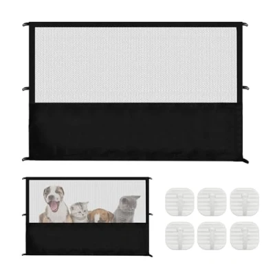 Immagine di Cancelletto Cani,Cancelletto per Cani da Interno,Barriera Cani,Barriera Interno Portatile,Cancelletto Gatti,Cancelletto Scale Porte,Corridoio (110 * 80 Cm,Nero)