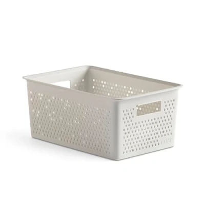 Immagine di TATAY Scatola organizer rettangolare Bohol, 4 l, in polipropilene, senza BPA, 100% plastica riciclata, colore: bianco, misure 17 x 27 11,5 cm
