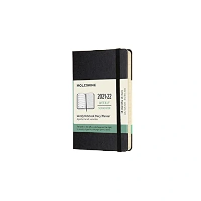 Immagine di Moleskine Agenda Settimanale 18 Mesi, Tascabile 2021/2022, Weekly Notebook con Copertina Rigida e Chiusura ad Elastico, Formato Pocket 9 x 14 cm, Colore Nero, 208 Pagine